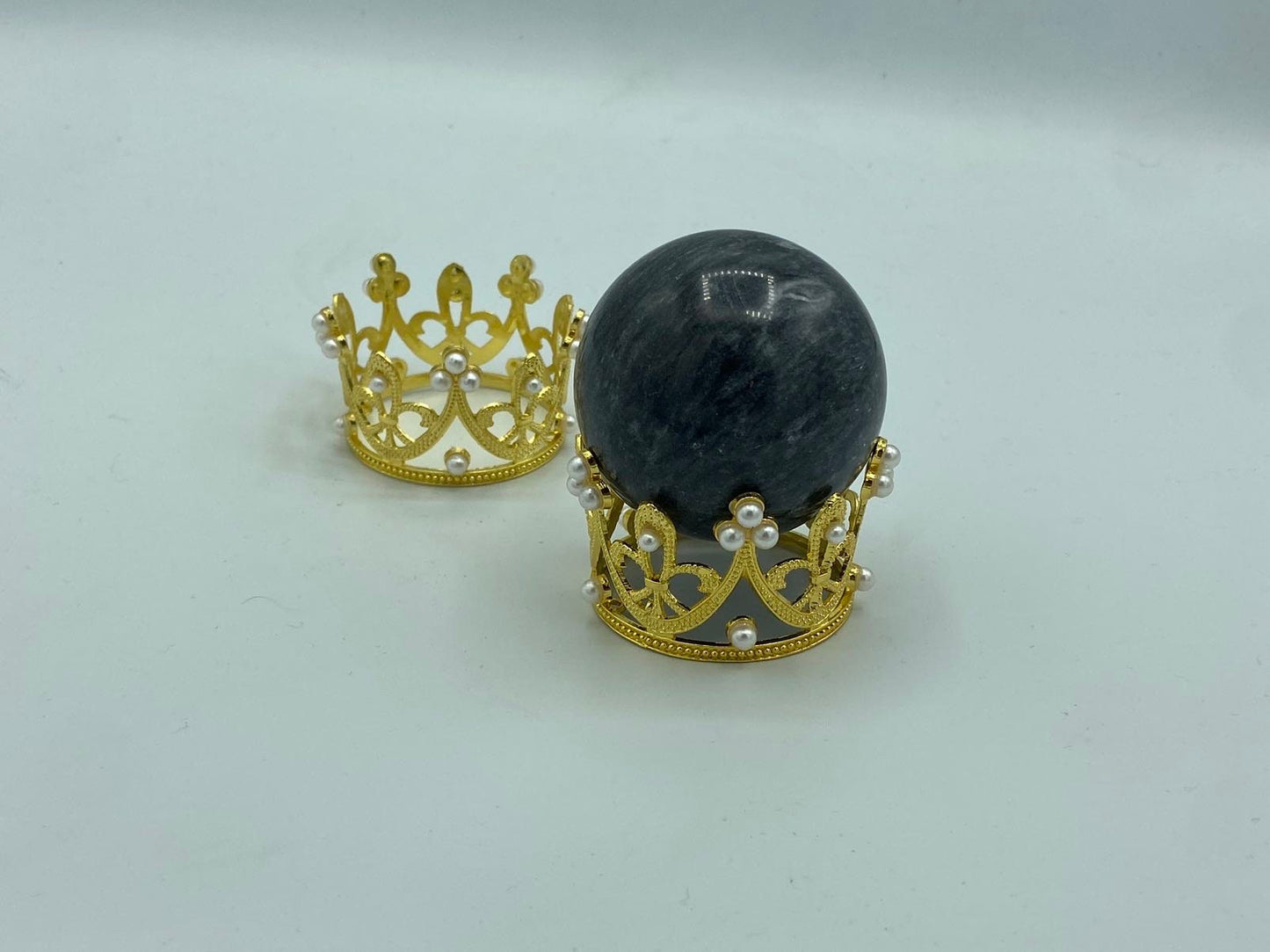 Large Crown Sphere Stand, gold sphere stand, pearl crown.