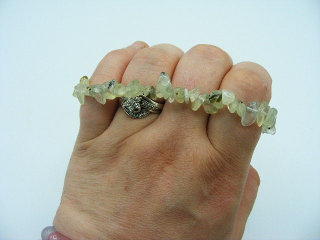 Prehnite chip bracelet Natural Prehnite Stretchy String Bracelet Natural Gemstone Crystal Bracelets Handmade Jewellery Bracelet Crystal