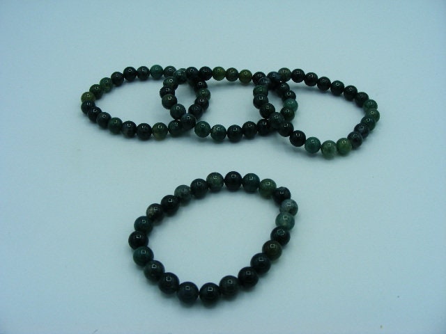 Deep moss agate beaded bracelet, top quality moss agate, healing bracelet, 8mm beads, deep green moss colour