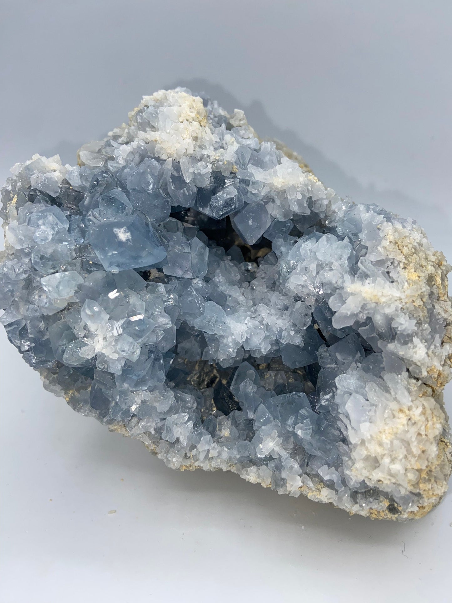 Celestite/Celestine crystal geode cluster, (piece A) very sparkly sky blue, natural statement crystal, nearly 3kg! 6.5lbs