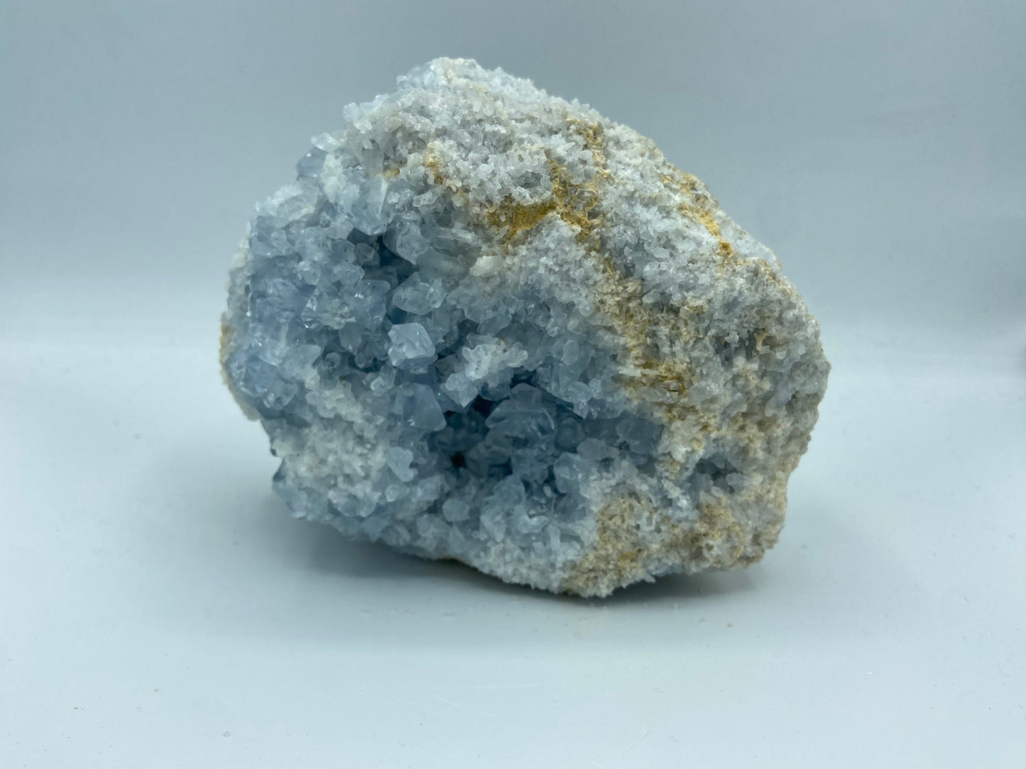 Celestite/Celestine crystal geode cluster, (piece B) very sparkly sky blue, natural statement crystal, nearly 3.25kg! 7.2lbs