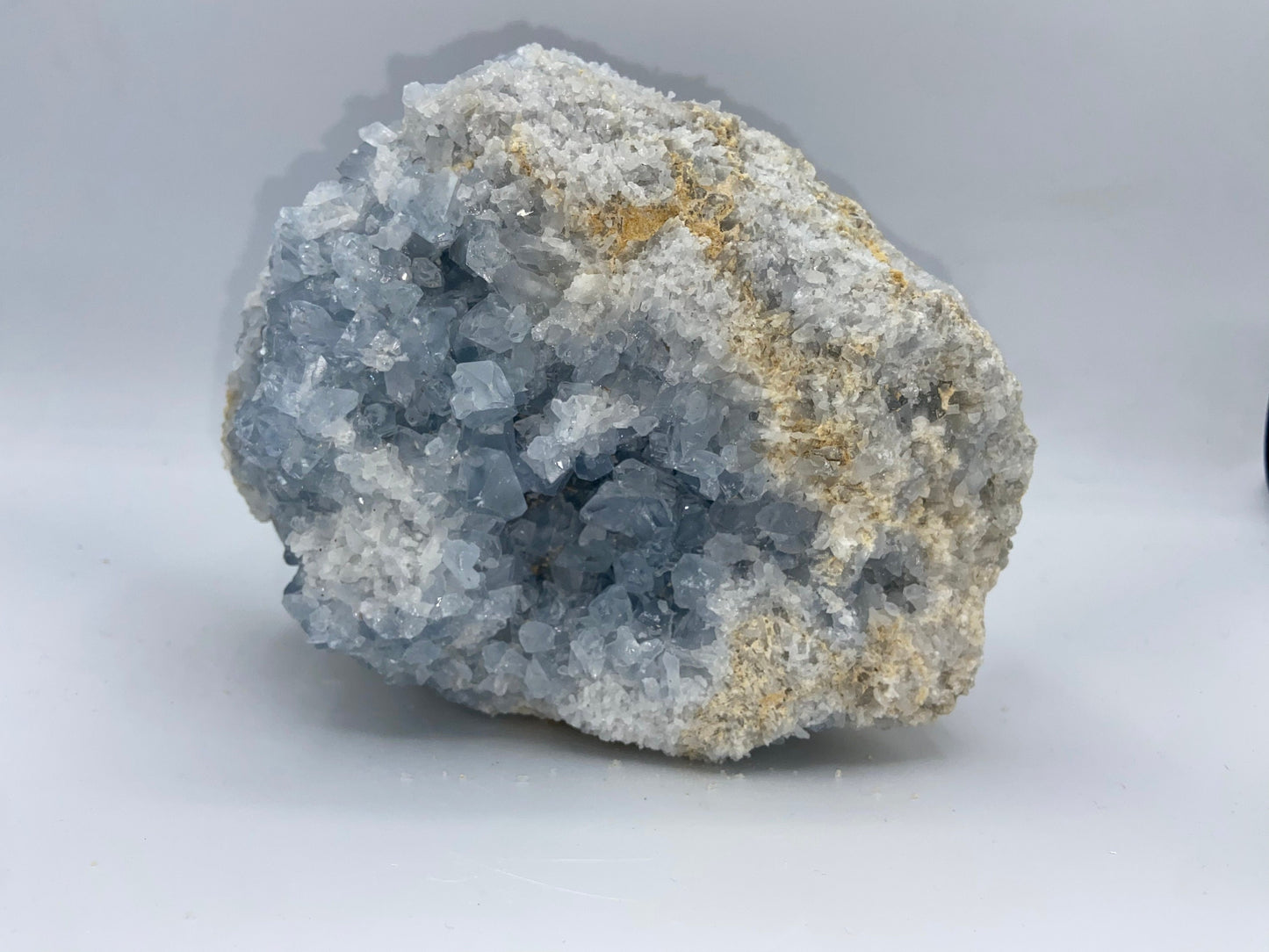 Celestite/Celestine crystal geode cluster, (piece B) very sparkly sky blue, natural statement crystal, nearly 3.25kg! 7.2lbs