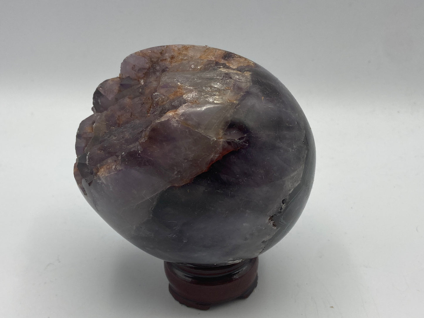 Rare Super 5 Crystal sphere, amethyst, cacoxenite, hematite, golden healer and clear quartz. Super healer stone,