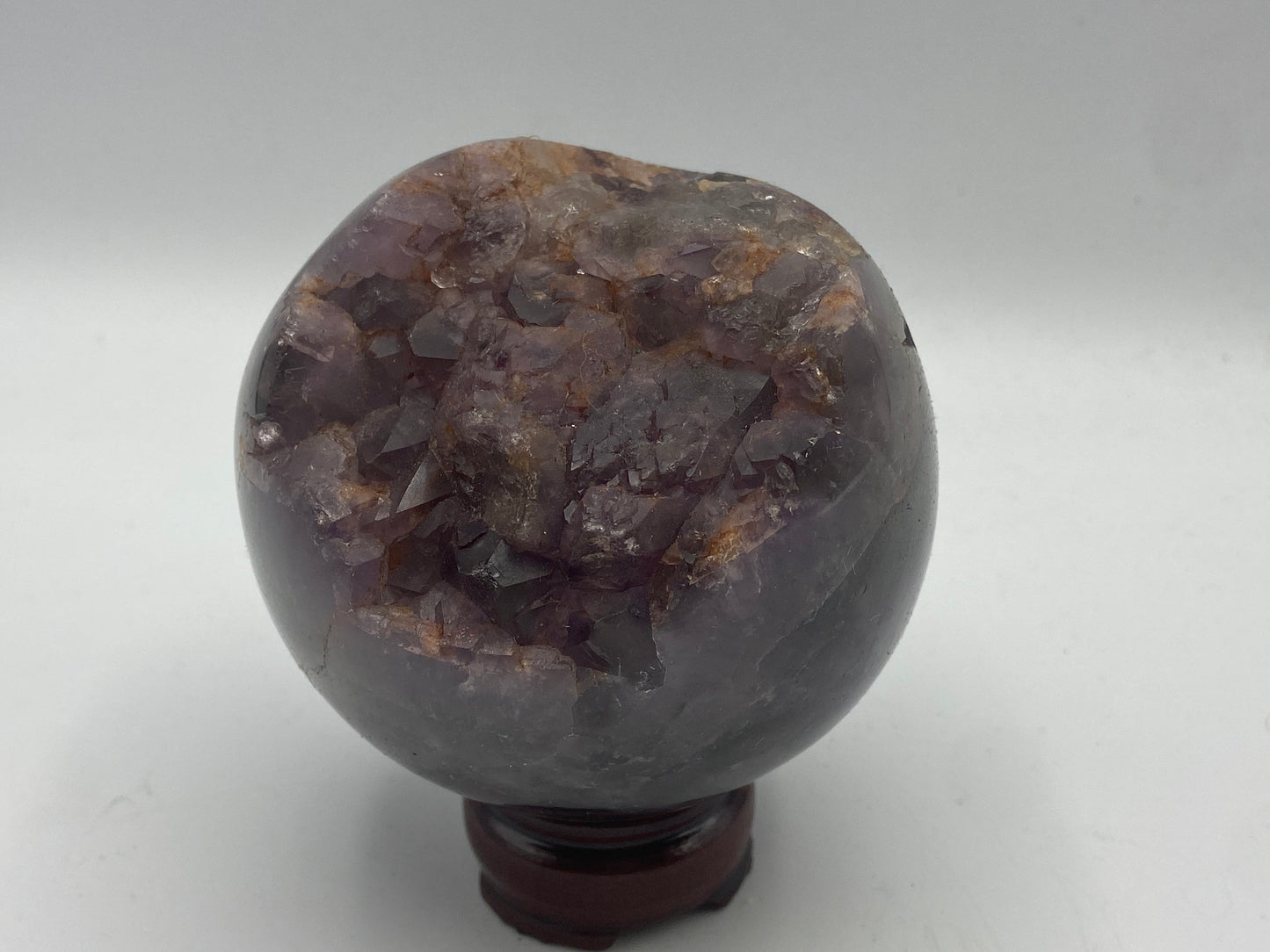 Rare Super 5 Crystal sphere, amethyst, cacoxenite, hematite, golden healer and clear quartz. Super healer stone,