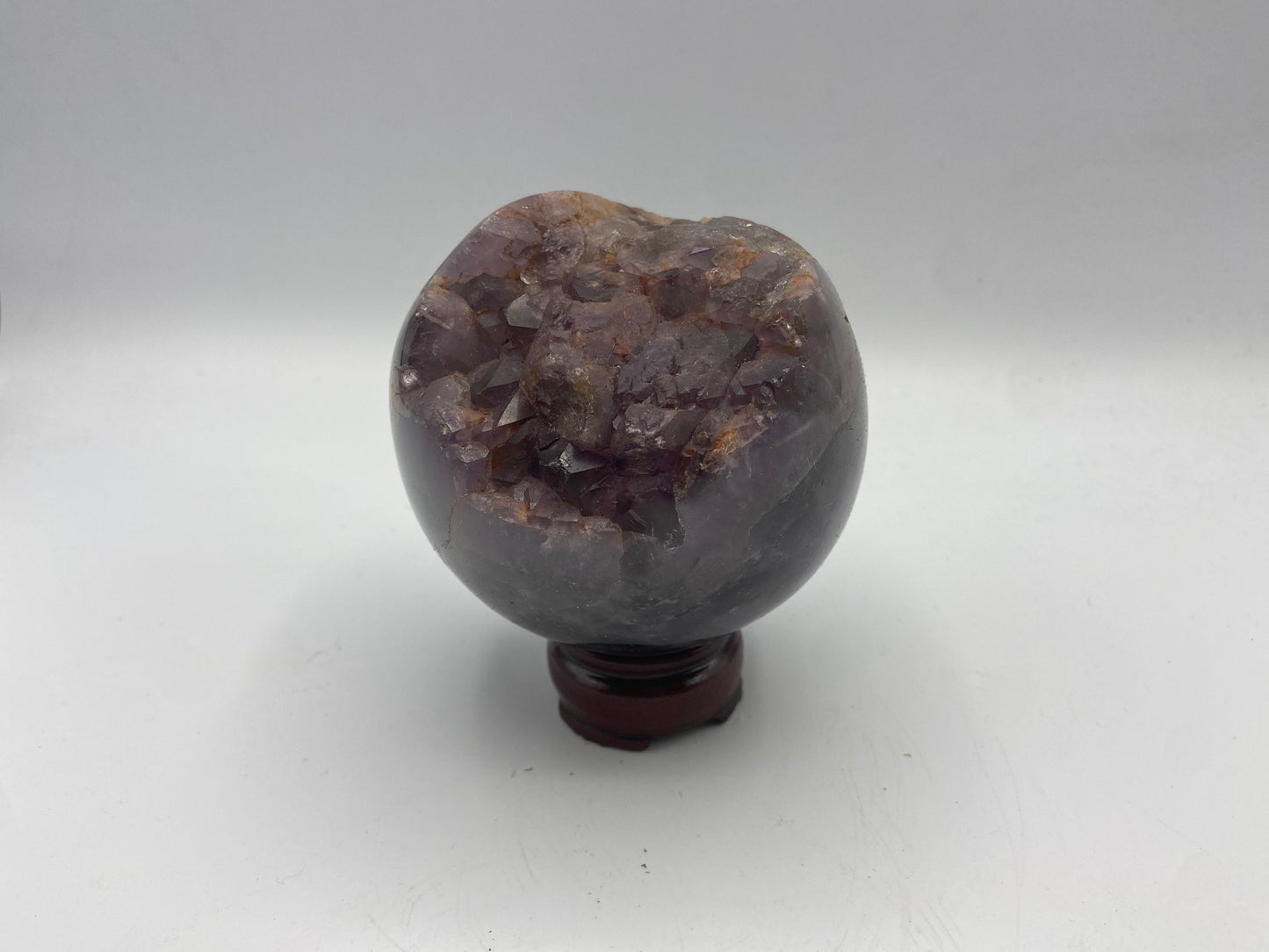 Rare Super 5 Crystal sphere, amethyst, cacoxenite, hematite, golden healer and clear quartz. Super healer stone,