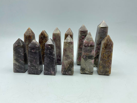 Unicorn stone, unicorn Crystal, Crystal tower, pink tourmaline/Rubellite, smoky quartz, clevelandite, lepidolite,