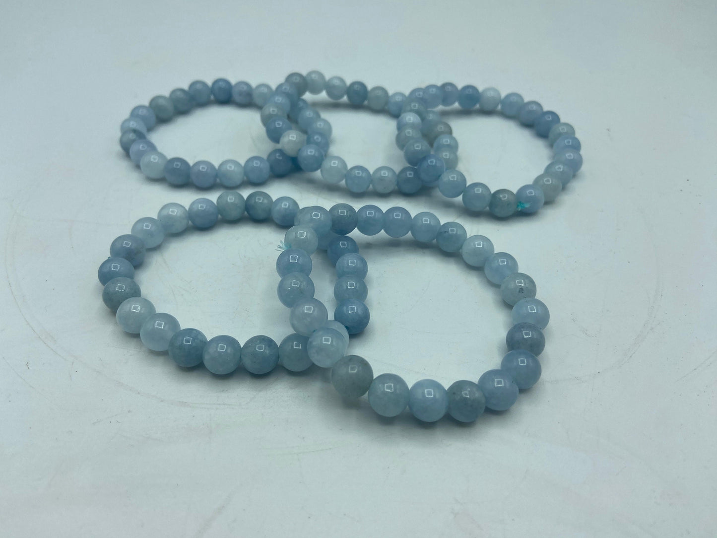 Aquamarine Handmade Beaded Single Stretch Bracelet