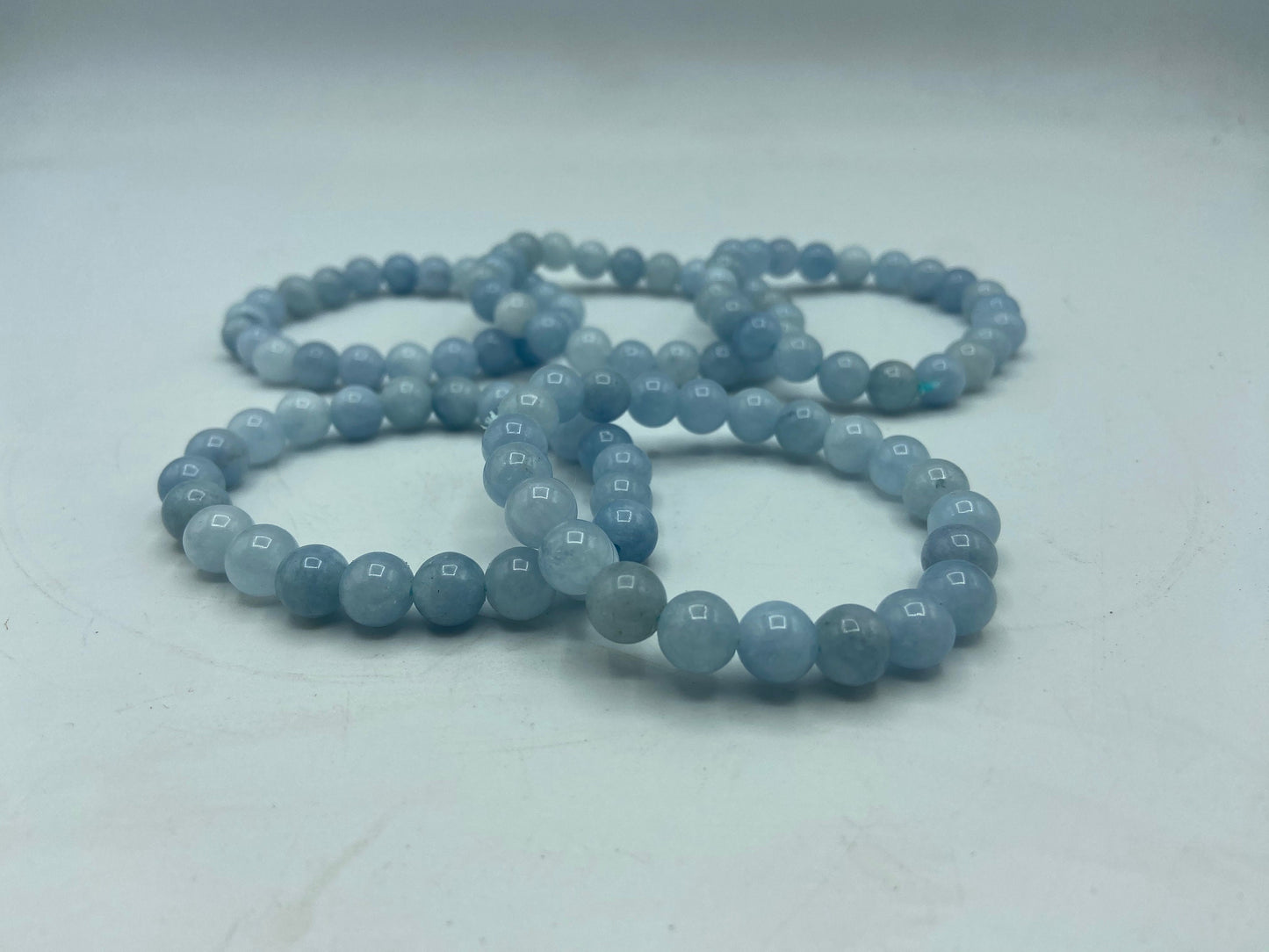 Aquamarine Handmade Beaded Single Stretch Bracelet