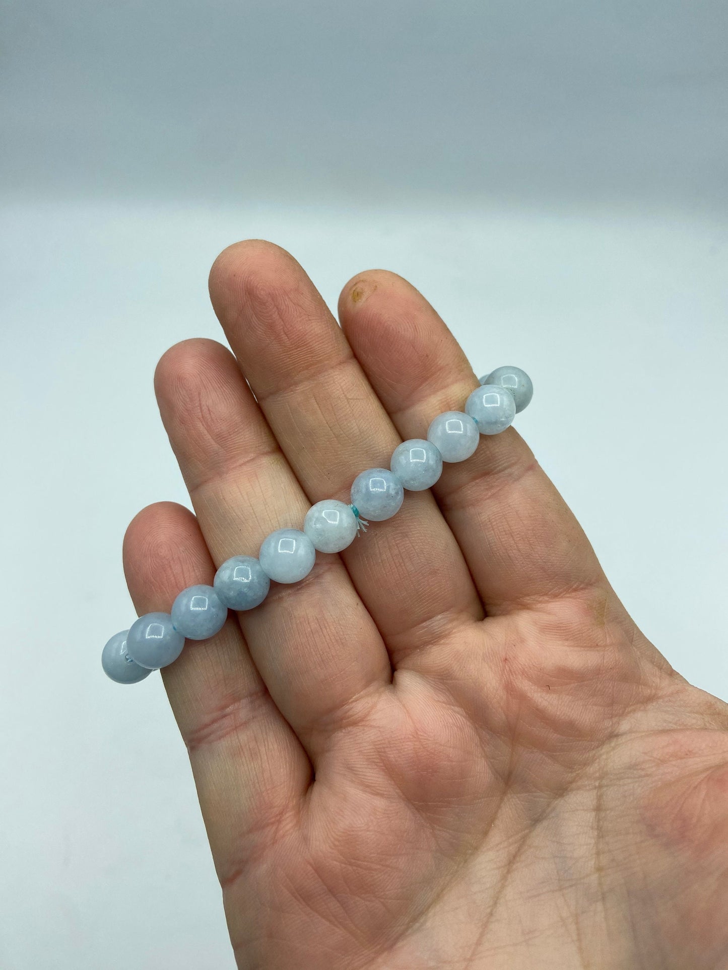 Aquamarine Handmade Beaded Single Stretch Bracelet