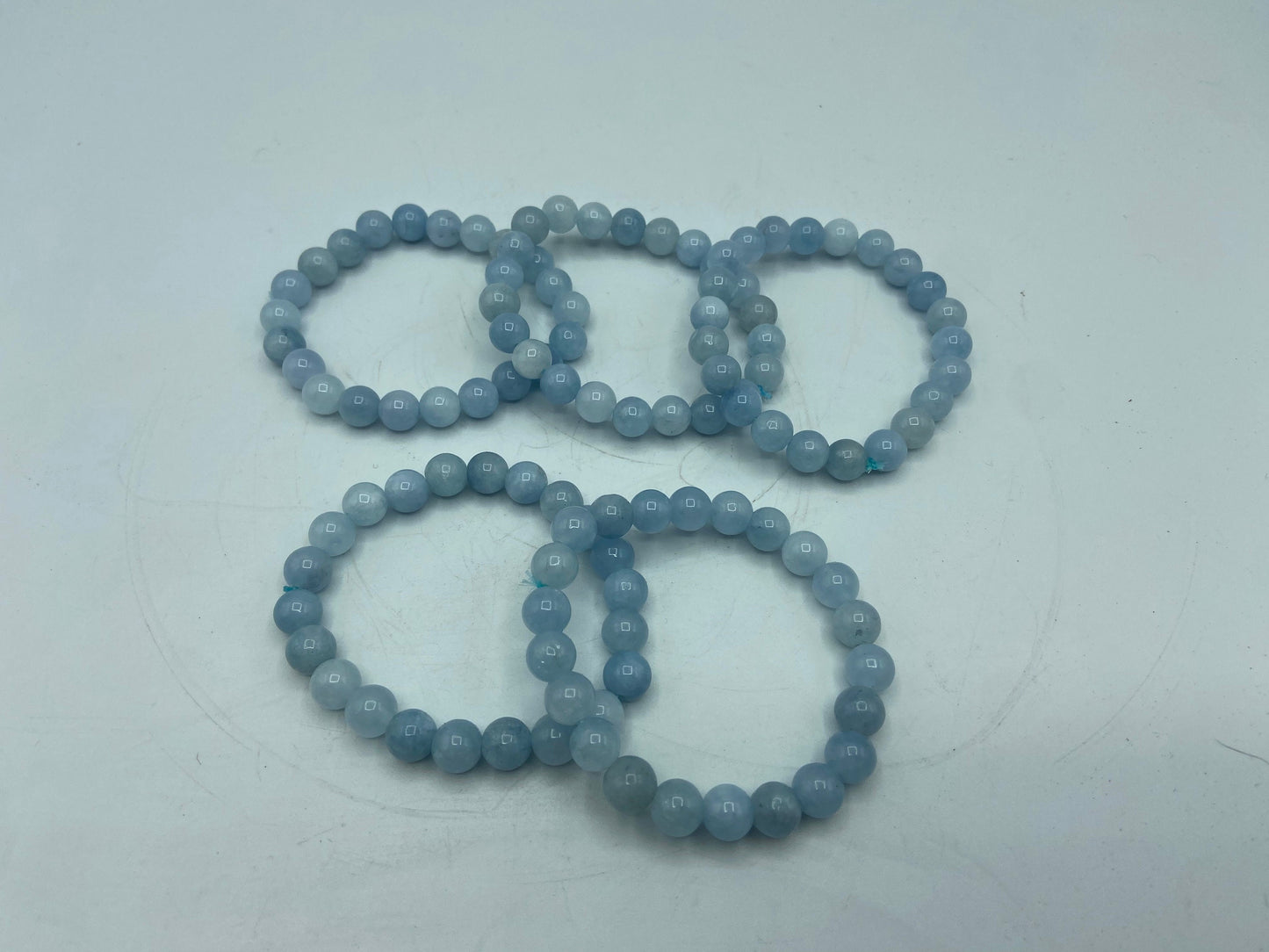 Aquamarine Handmade Beaded Single Stretch Bracelet