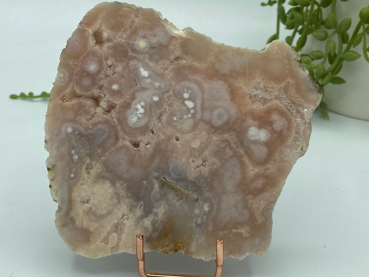Pink amethyst with flower agate slab (D) druzy slice specimen