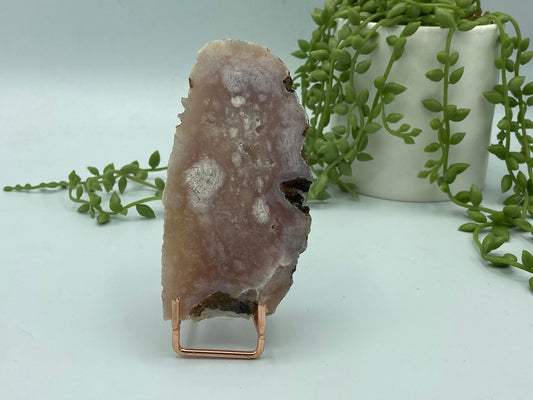 Pink amethyst with flower agate slab (J) druzy slice specimen