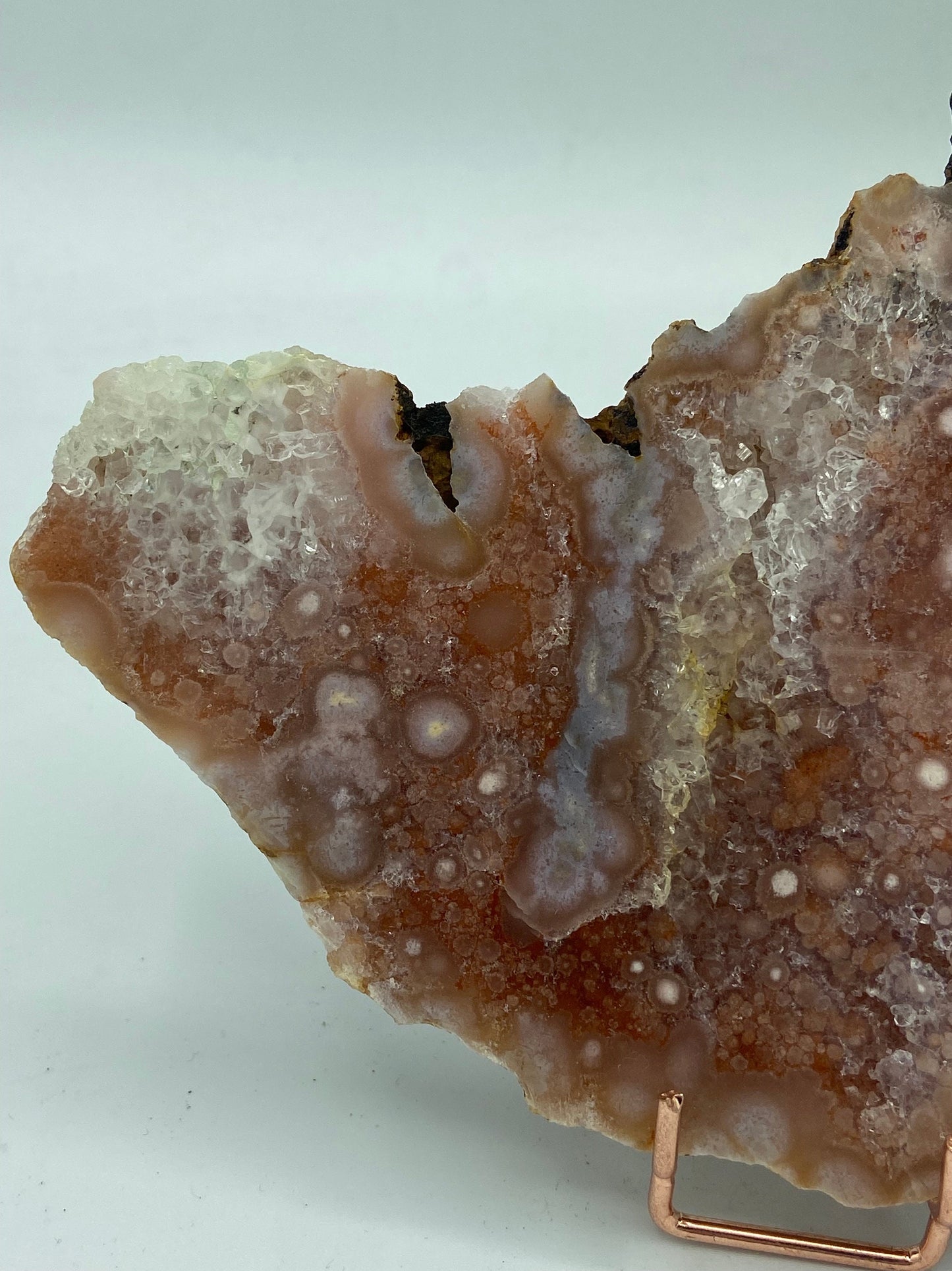 Pink amethyst with flower agate slab (M) druzy slice specimen