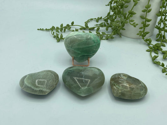 Gorgeous green moonstone heart, (E) Garnierite, moonstone Crystal, green crystal/gemstone, heart chakra, feminine energy