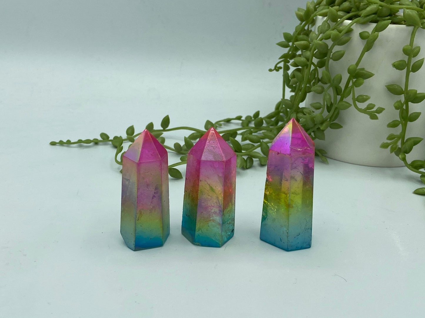Angel aura quartz tower, cotton Candy, rainbow, iridescent, unicorn point, Quartz Wand Point, Home Decoration, Specimem