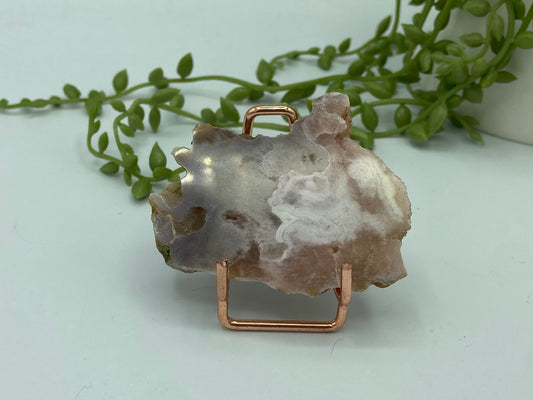 Pink amethyst with flower agate slab (A) druzy slice specimen