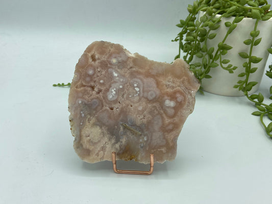 Pink amethyst with flower agate slab (D) druzy slice specimen