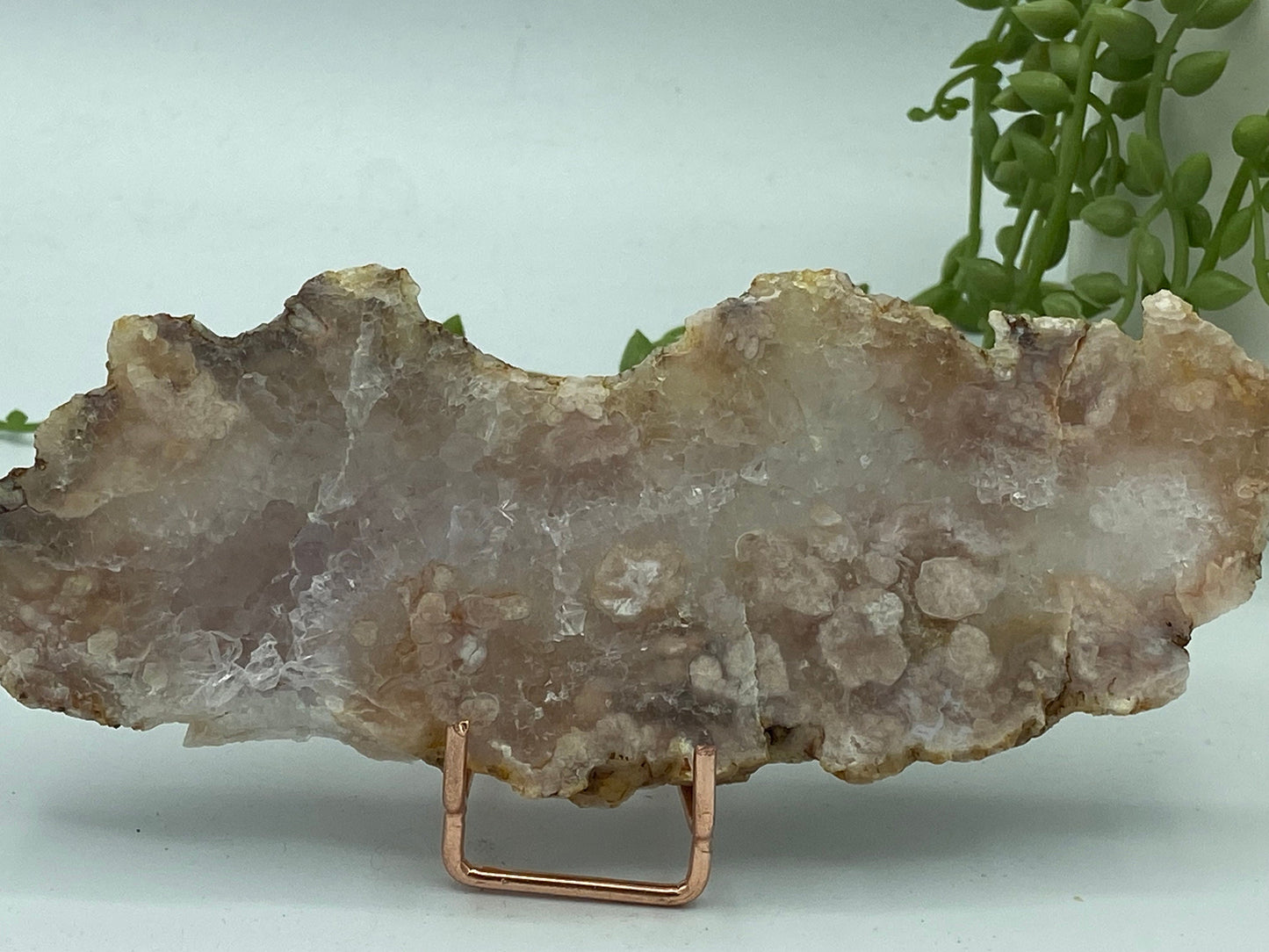 Pink amethyst with flower agate slab (K) druzy slice specimen