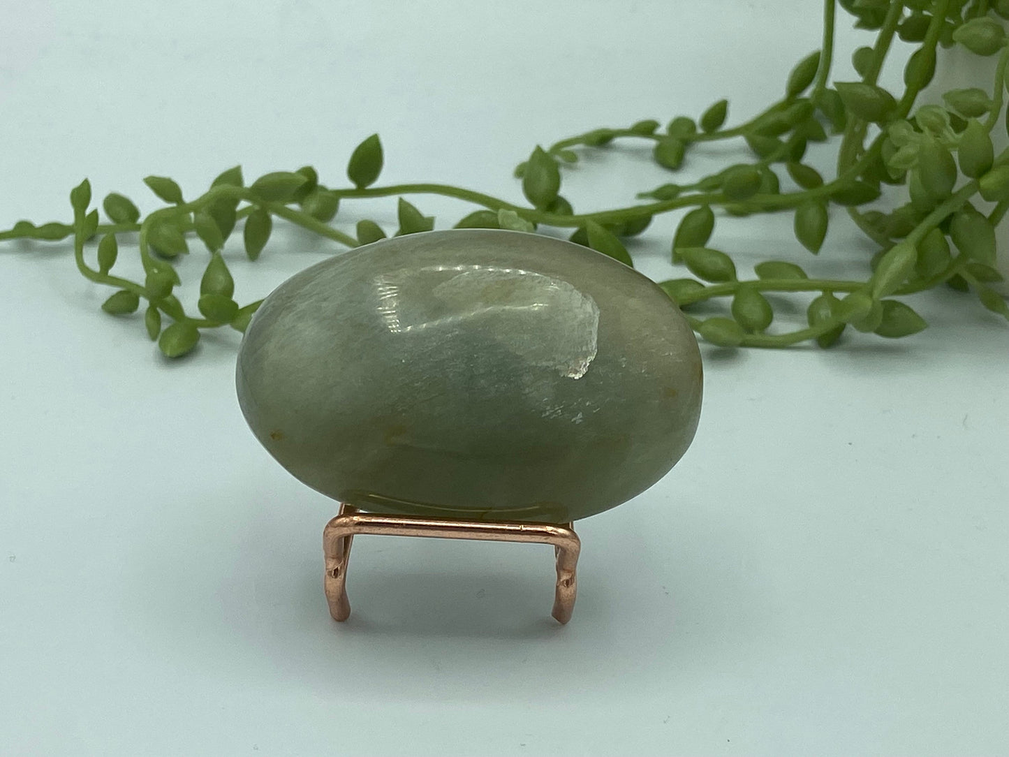 Gorgeous green moonstone palmstone, (B) Garnierite, moonstone Crystal, green crystal/gemstone, heart chakra, feminine energy