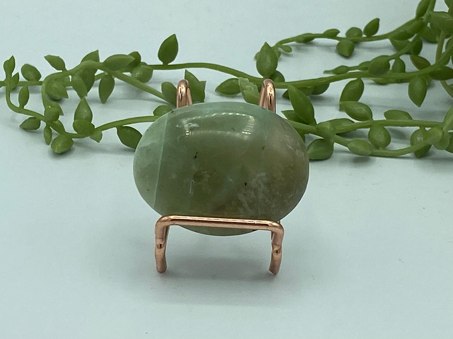 Gorgeous green moonstone palmstone, (E) Garnierite, moonstone Crystal, green crystal/gemstone, heart chakra, black tourmaline inclusion