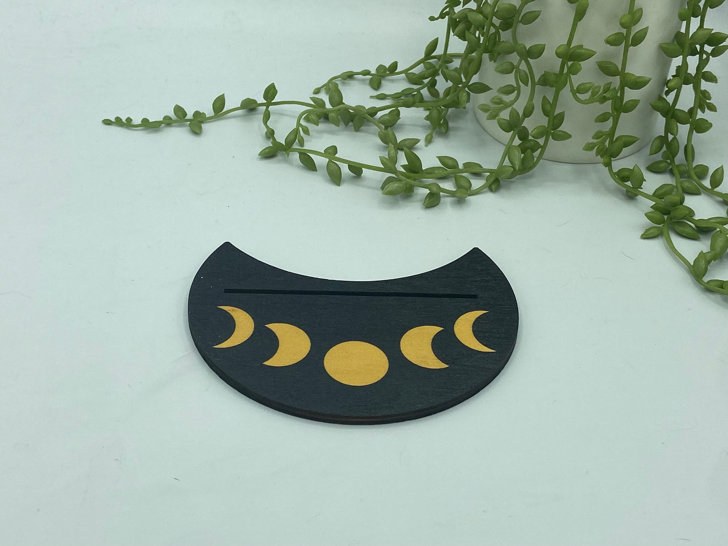 Tarot card of the day holder. Wooden moon phase tarot/oracle card holder, card of the day, altar stand