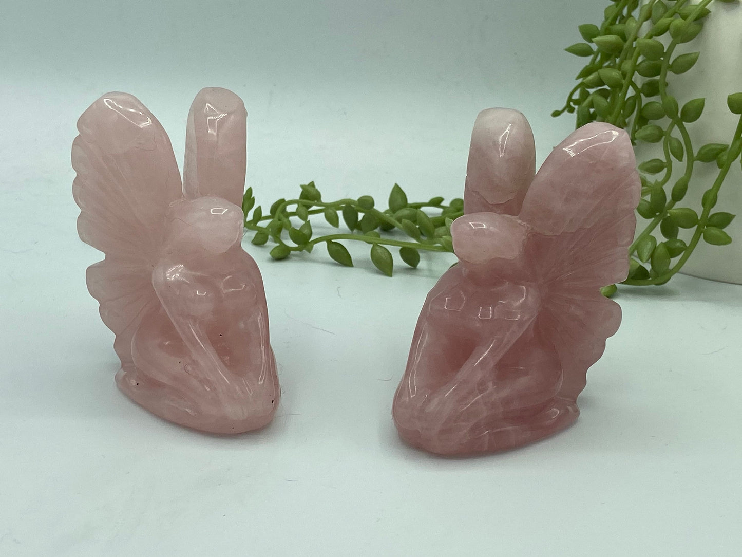 Rose quartz 3D fairy, Crystal carving, Crystal fairies, fairy crystal figures magic Garden fairies,