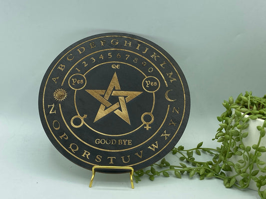 Wooden pentagram pattern sprit/dowsing board, moon phase, pendulum board, scrying, divination reading, 3mm thick, fortune telling.