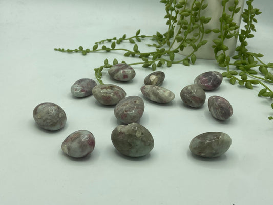 Pink tourmaline tumble stones large, pink blossom tourmaline, pocket stone