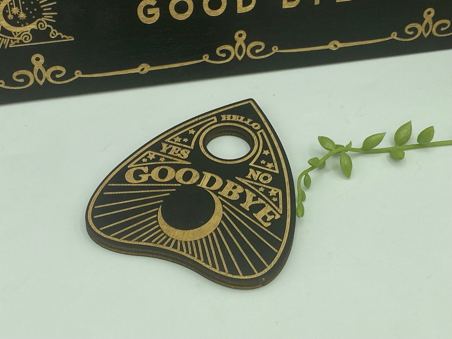 Wooden Ouija board with planchette, sun, moon, voodoo, divination, dowsing, Altar Board,Spirit Board,Occult Practice,Pendulum Board