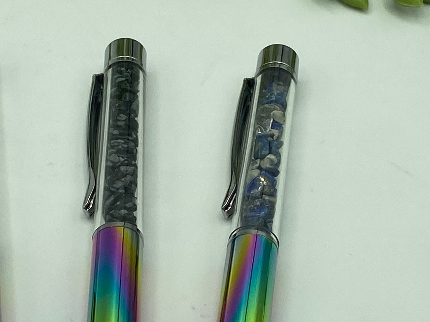 Manifestation/Intention rainbow Pen, journaling crystal pen, healing, various colours, various gemstones, black ink,