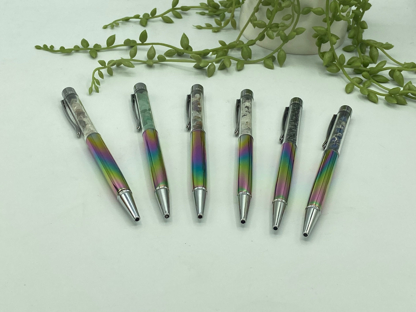 Manifestation/Intention rainbow Pen, journaling crystal pen, healing, various colours, various gemstones, black ink,