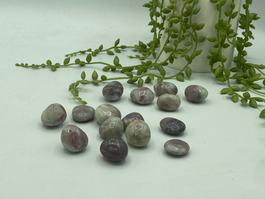 Pink tourmaline tumble stones small, pink blossom tourmaline, pocket stone