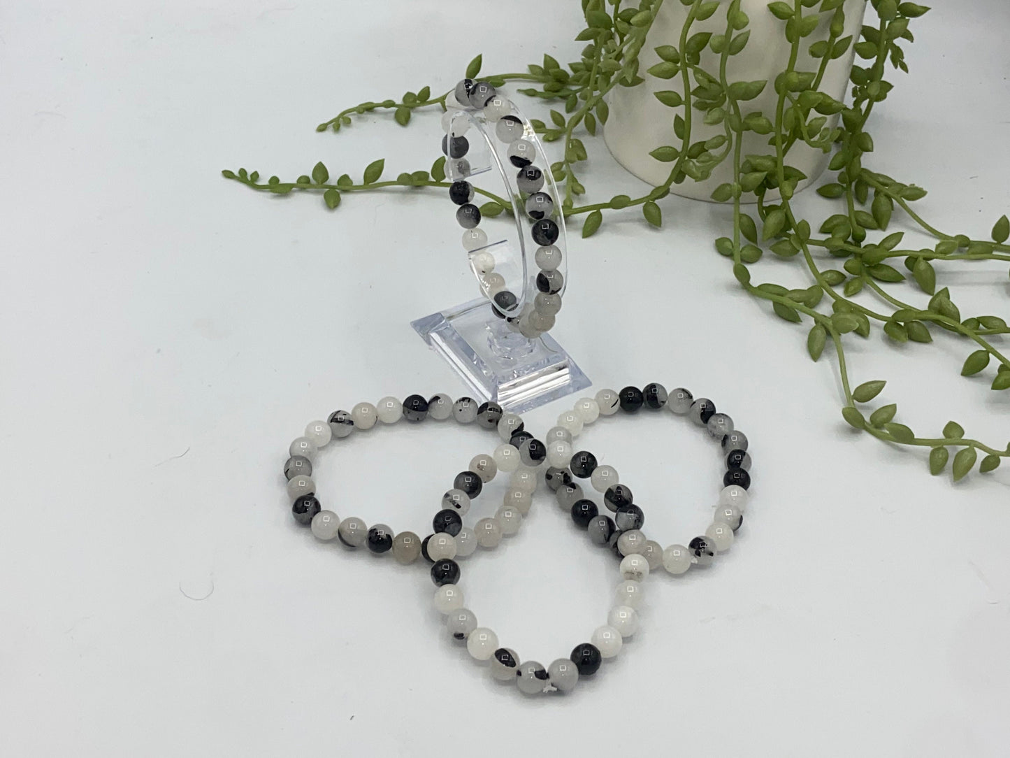 Black Tourmaline in Quartz Bracelet 8mm beads, perfect for Protection, Detoxing, Grounding and Positivity, Aids Digestion.