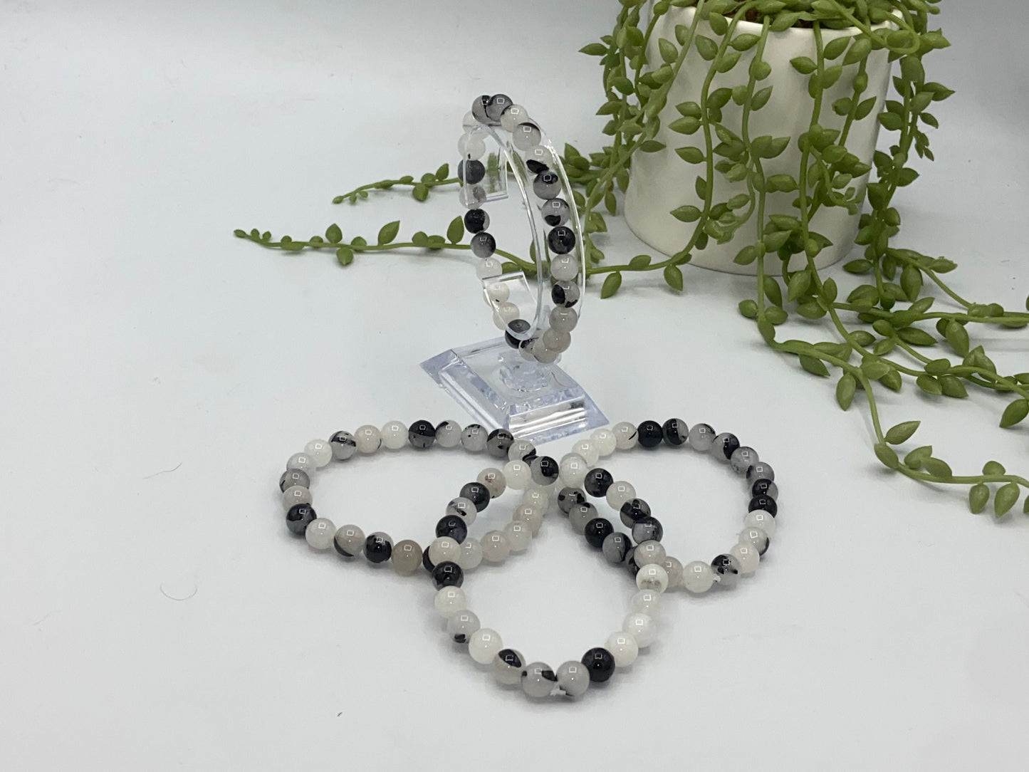 Black Tourmaline in Quartz Bracelet 8mm beads, perfect for Protection, Detoxing, Grounding and Positivity, Aids Digestion.