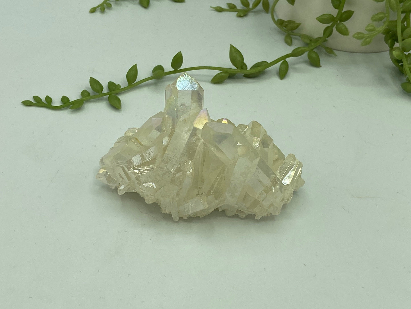 Angel Aura Clear Quartz Cluster, Spirit Quartz Crystal Star burst Cluster, aura quartz, rainbow quartz