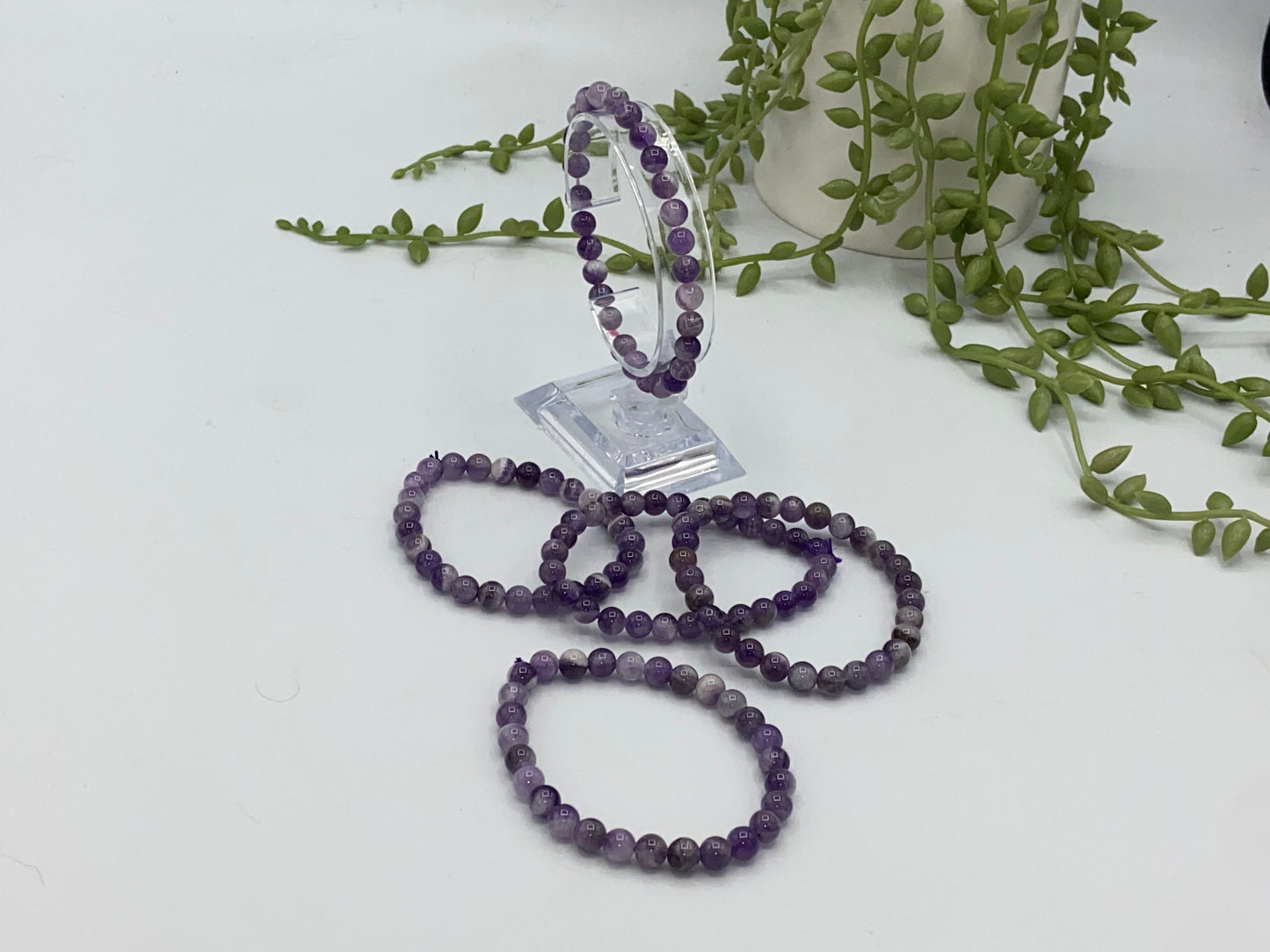 Dream/Chevron Amethyst delicate 6mm bracelet,helps with meditation, depression, boosts immunity and removed negative energy