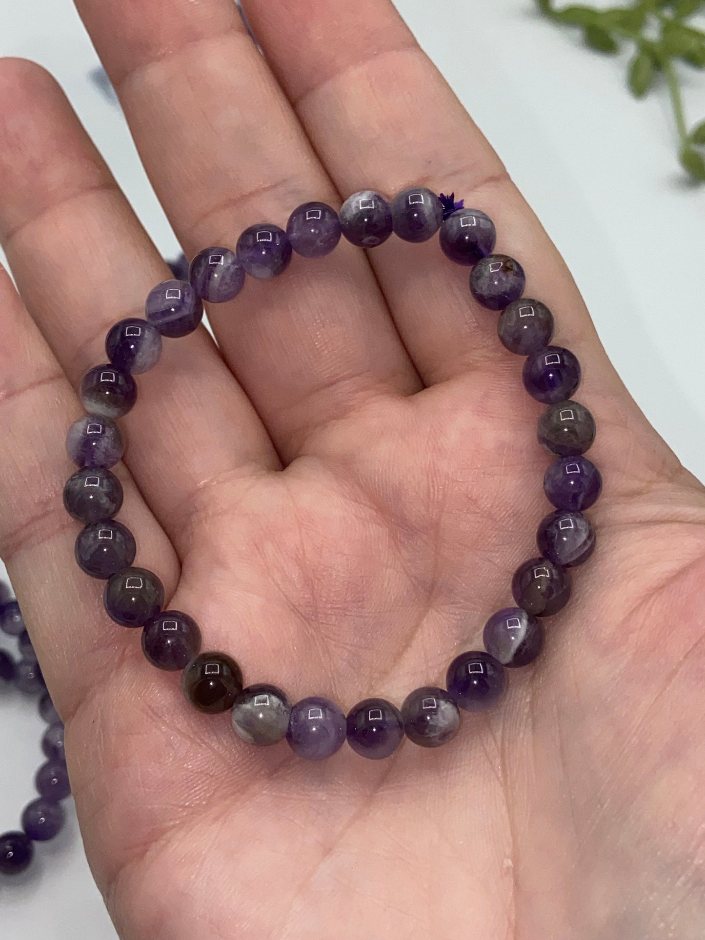 Dream/Chevron Amethyst delicate 6mm bracelet,helps with meditation, depression, boosts immunity and removed negative energy