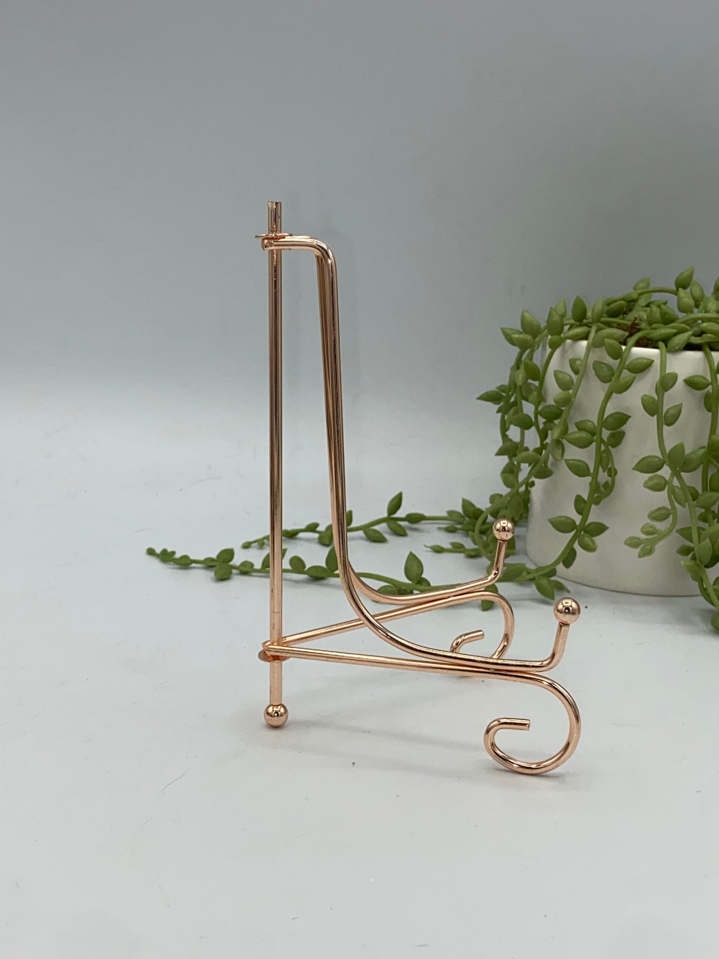 Decorative Iron Stand, 6 inch tall Silver or Rose Gold Metal Easel, Crystal slab display holder, gemstone specimen stand, plate stand