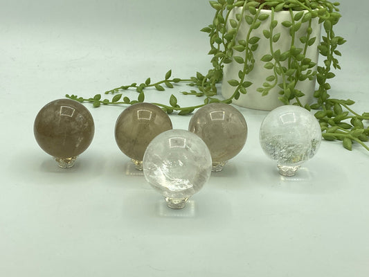 Clear Quartz Crystal Mini Spheres (A), Crystal Quartz Polished Stone Orbs, Crystal Decor, Crystal Collection