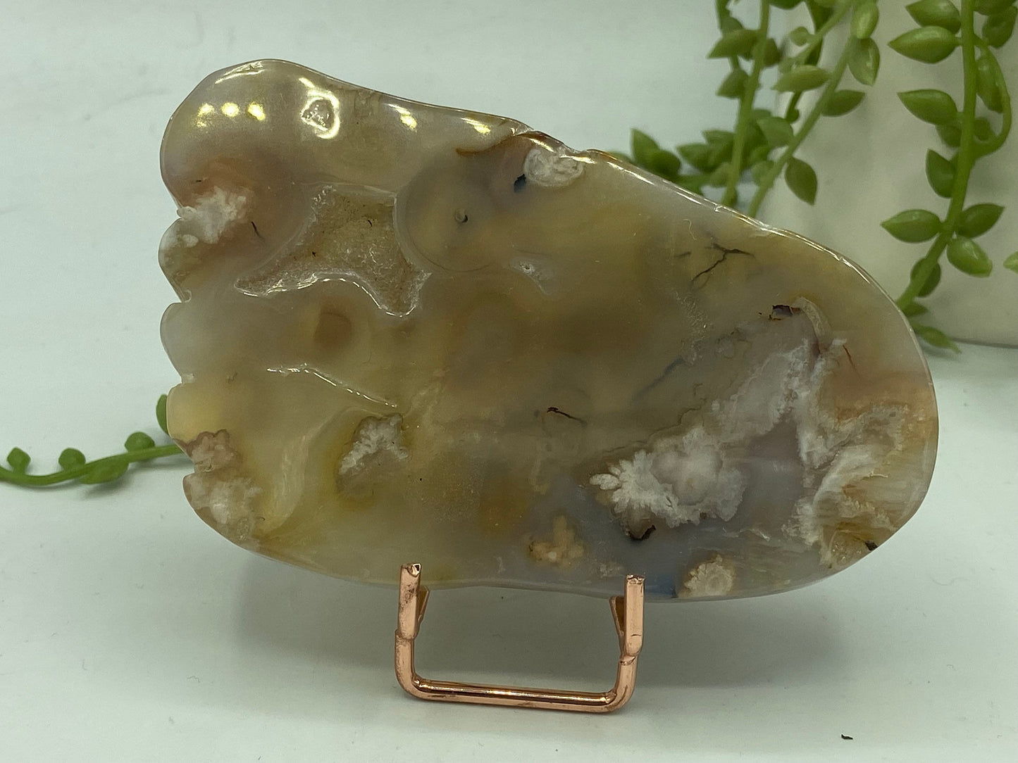 Flower agate crystal foot, foot carving, perfect new baby gift, crystal babies foot, crystal carving, unique gift, new baby present