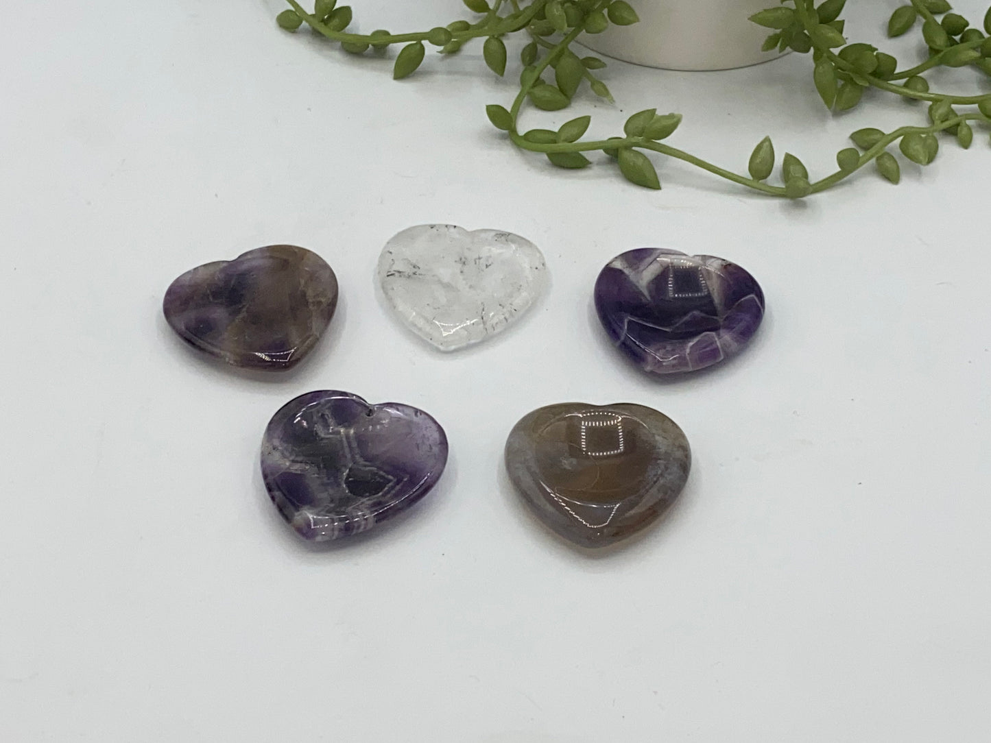 Heart shaped crystal worry stone, Dream Amethyst, Clear Quartz, Agate, Crystal worry stone, mini palmstone