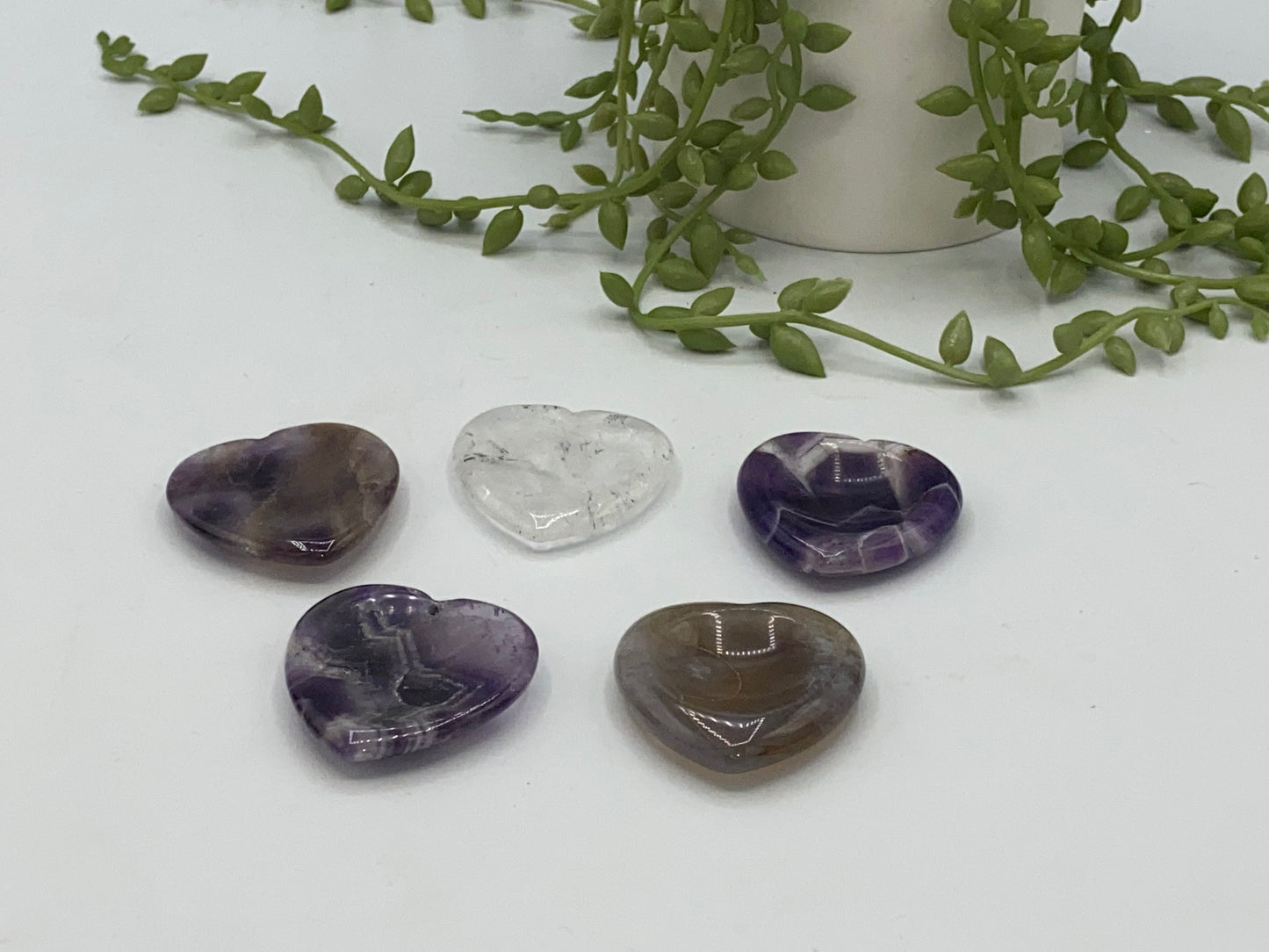 Heart shaped crystal worry stone, Dream Amethyst, Clear Quartz, Agate, Crystal worry stone, mini palmstone