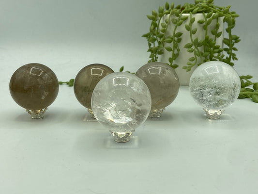 Clear Quartz Crystal Mini Spheres (B), Crystal Quartz Polished Stone Orbs, Crystal Decor, Crystal Collection