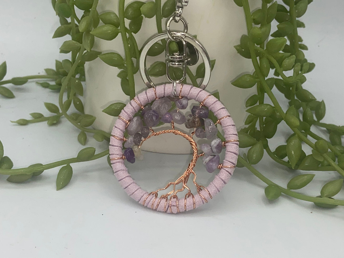 Tree of life keychain, amethyst, carnelian, clear quartz Keyring, new home gift, housewarming present