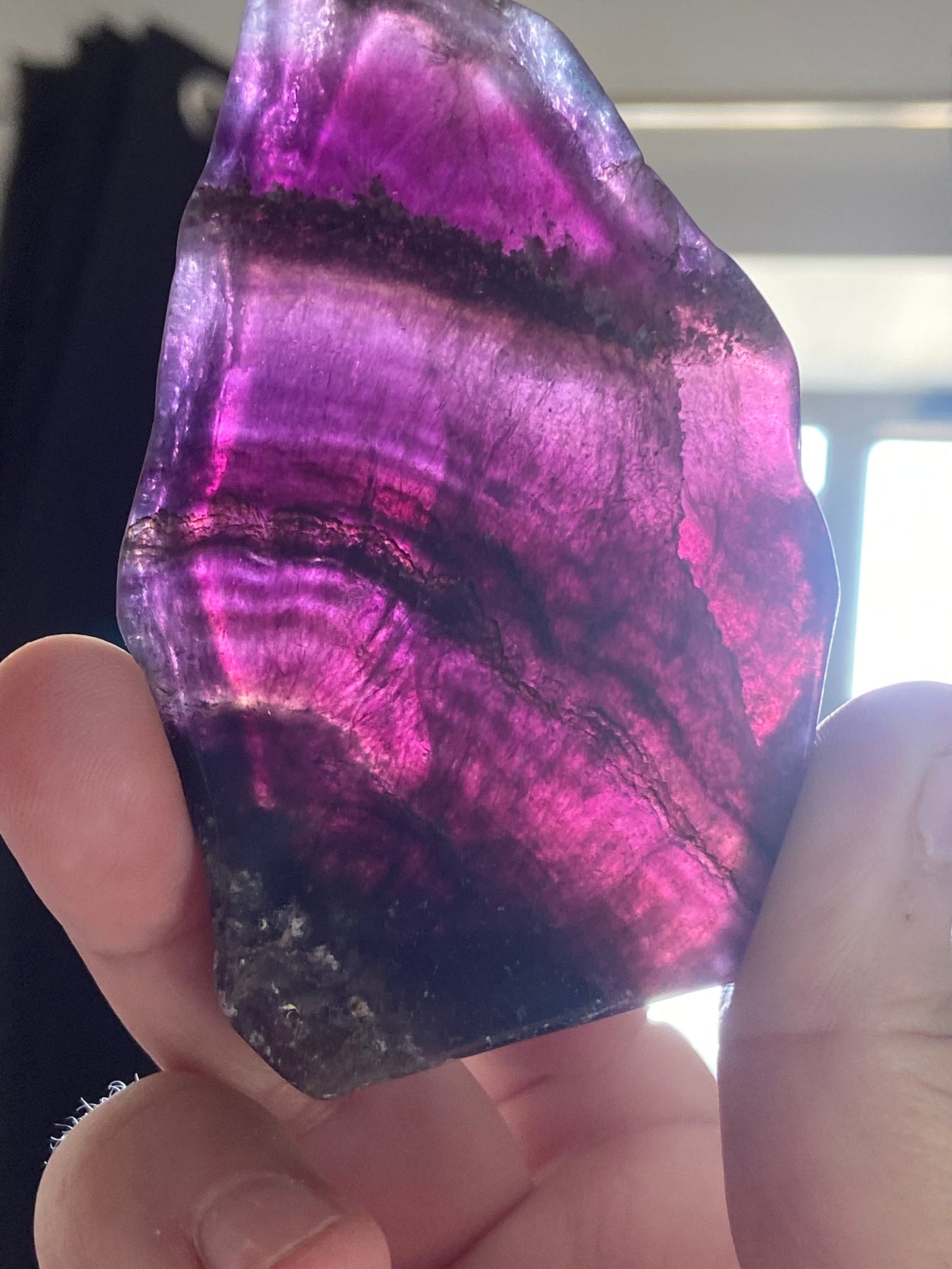 Gorgeous pink/purple fluorite large slab (F), Crystal collection, crystal specimen, purple/pink Rainbow Fluorite Slice, crystal Slice