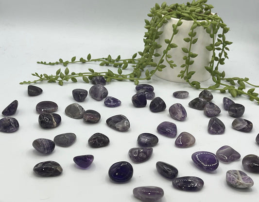 Dream Amethyst tumble stone, dream amethyst crystals, pocket crystal, Crystal Tumbled Rocks, chevron amethyst