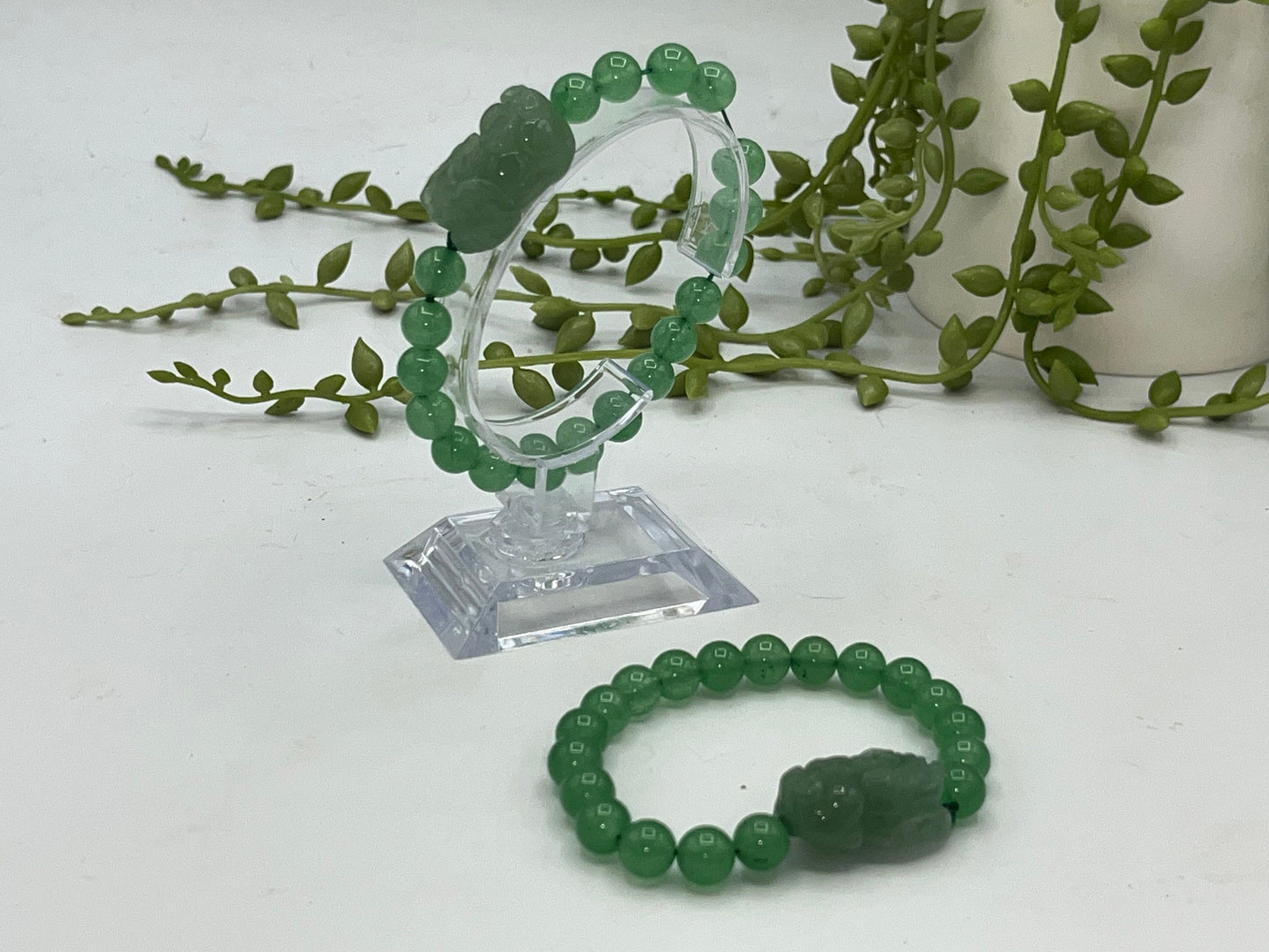 Pixiu bracelet, Green Aventurine Pixiu, wealth, fortune and luck. Chinese Pixiu carving,