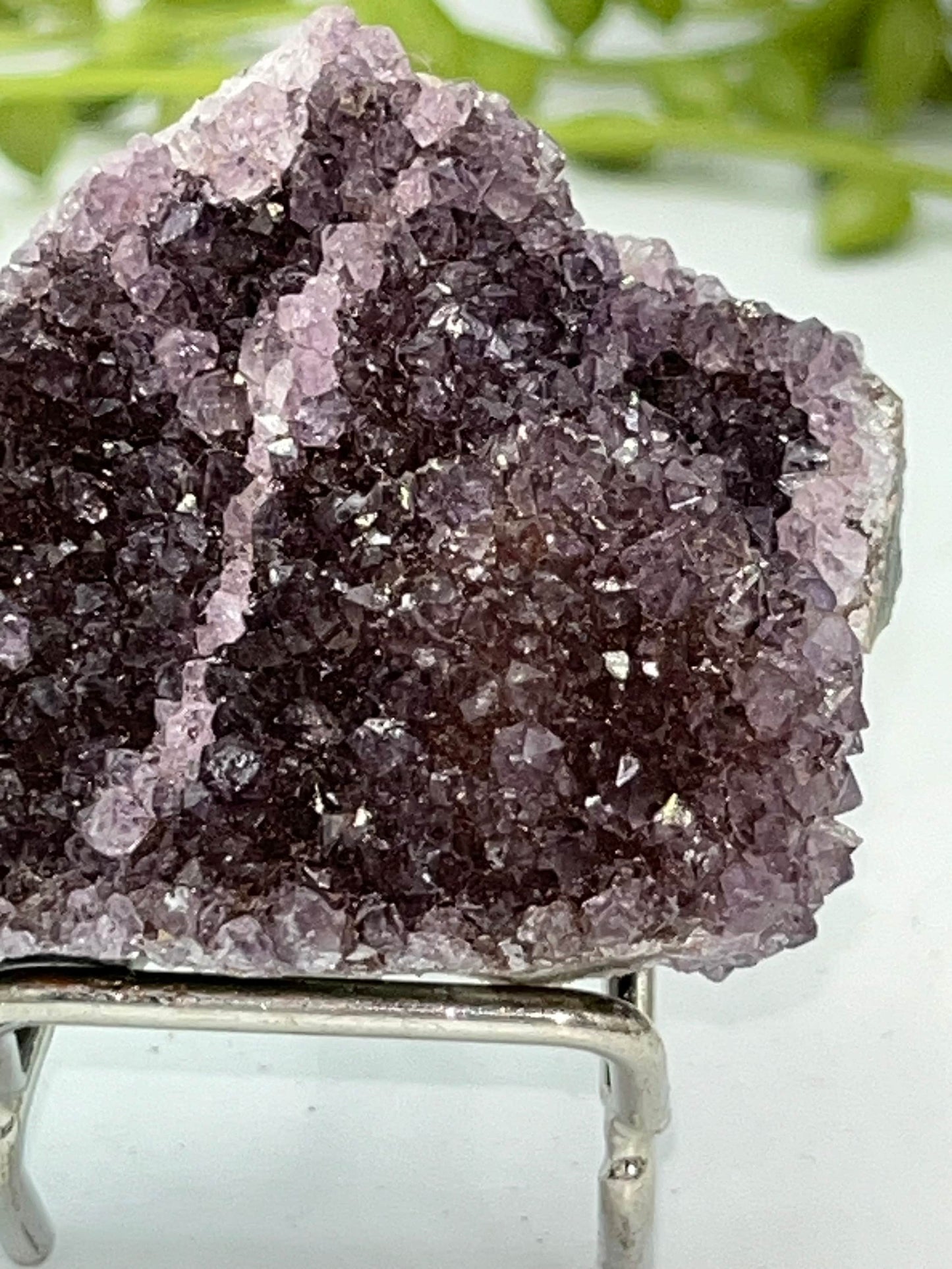 Gorgeous raspberry pink/purple Amethyst cluster on quartz base. Amethyst specimen, raw crystal, druzy cave, pink amethyst