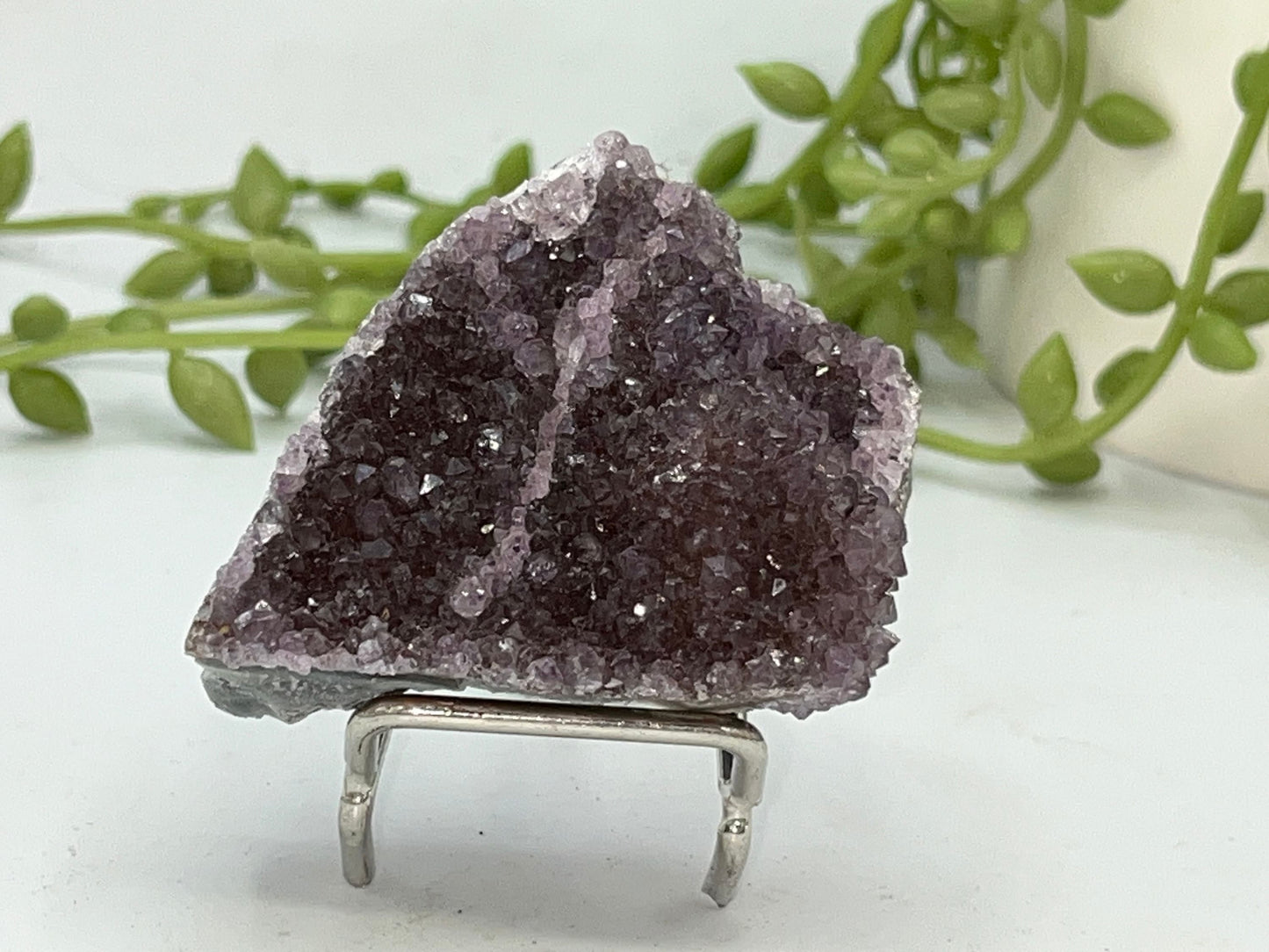 Gorgeous raspberry pink/purple Amethyst cluster on quartz base. Amethyst specimen, raw crystal, druzy cave, pink amethyst