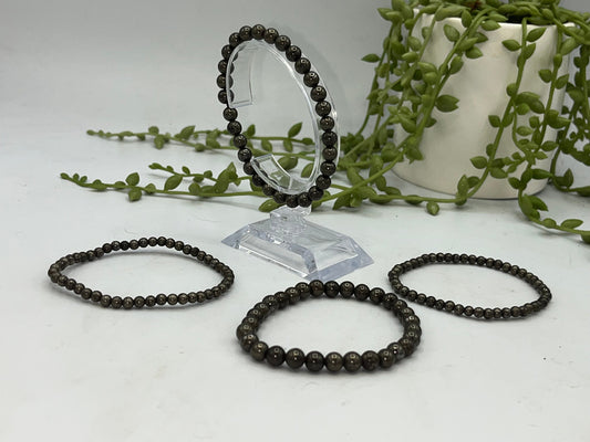 Pyrite 6mm/8mm bracelet. Natural Pyrite Stone Bracelet, Healing Pyrite Crystal Yoga Bracelet Gift